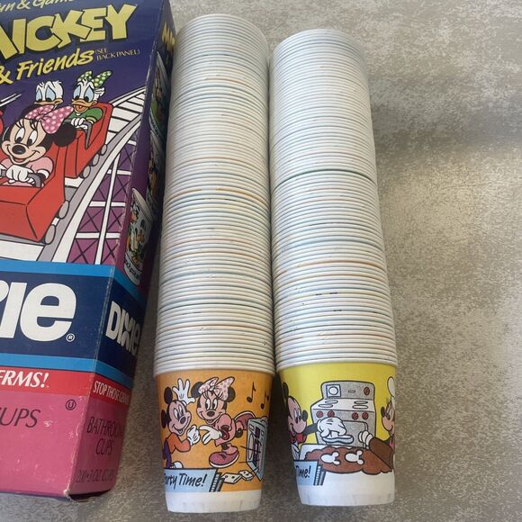 Vintage 1991 Disney Mickey Mouse Dixie Cups 3oz Bathroom Dispenser Size 183 Cups - Picture 7 of 11